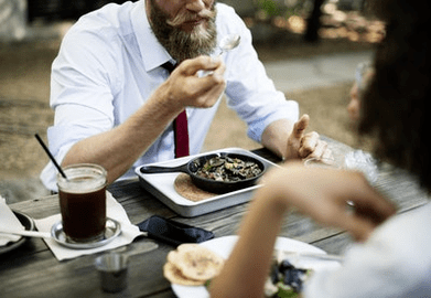 A man eats a suitable food for potential